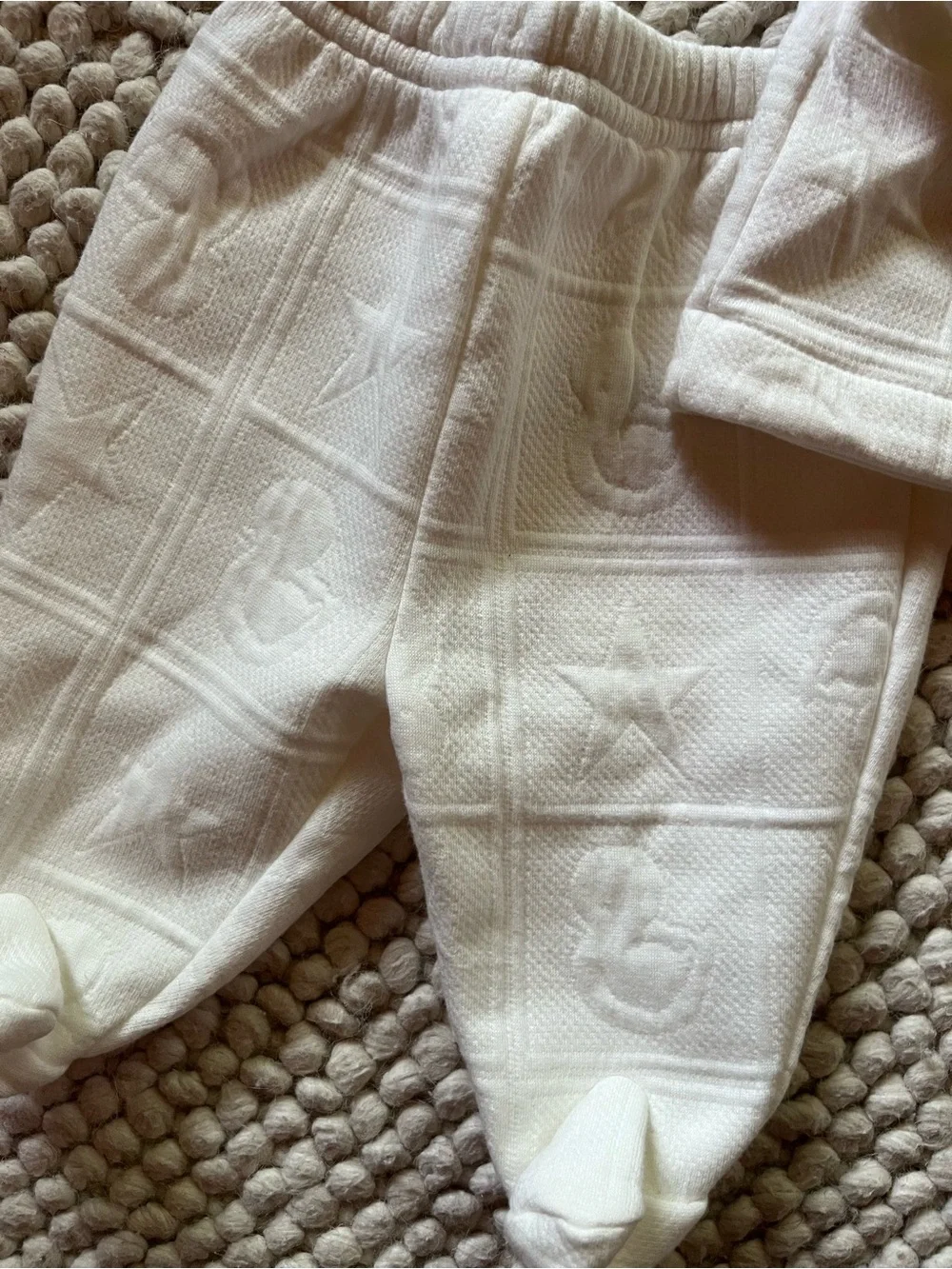 VINTAGE NOS Little Me Ivory Baby 3-Piece Knit Set with Hat